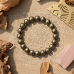 Bracelet pyrite pierre naturelle perles 8mm lithothérapie