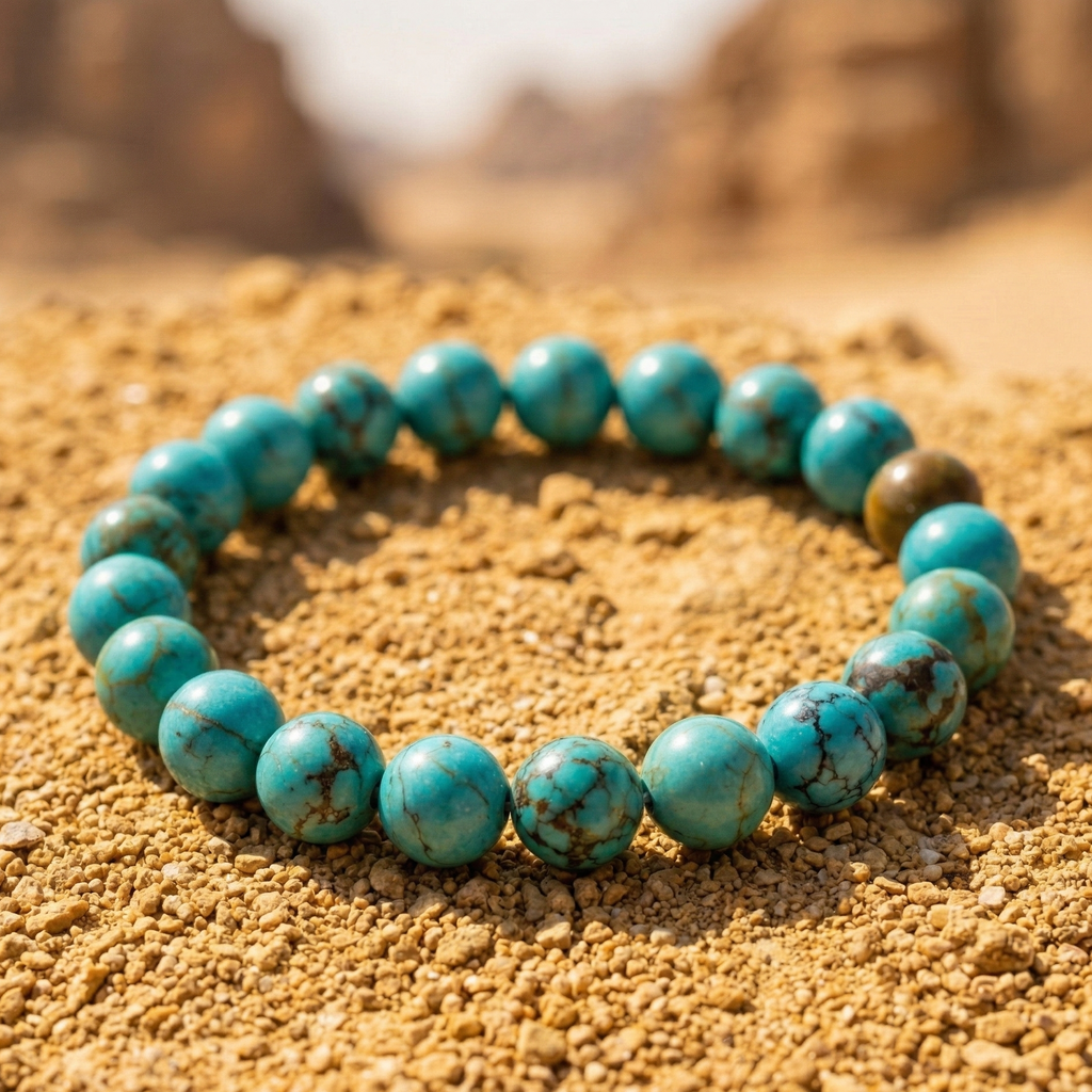Bracelet turquoise pierre naturelle perles 8mm lithothérapie