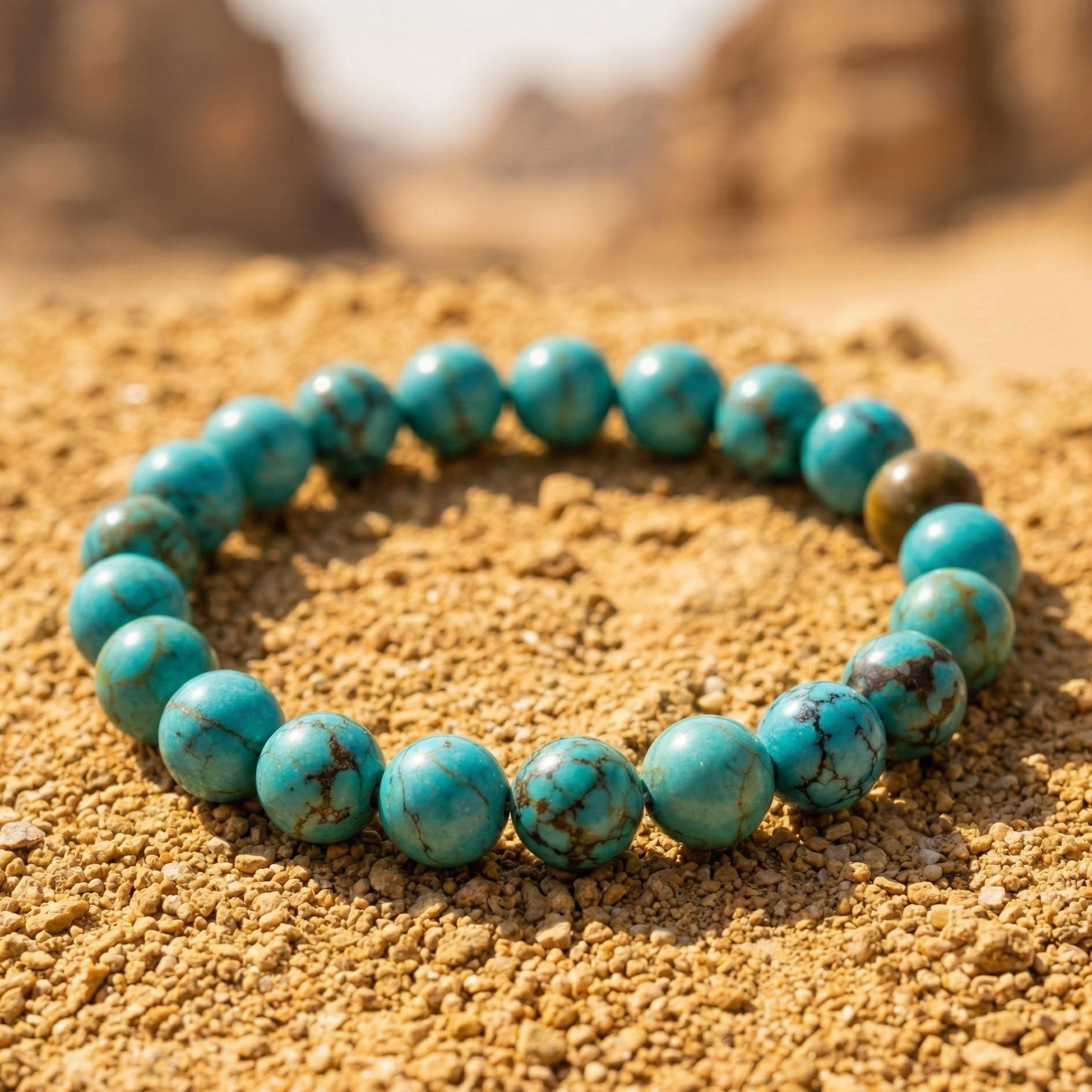 Bracelet turquoise pierre naturelle perles 8mm lithothérapie