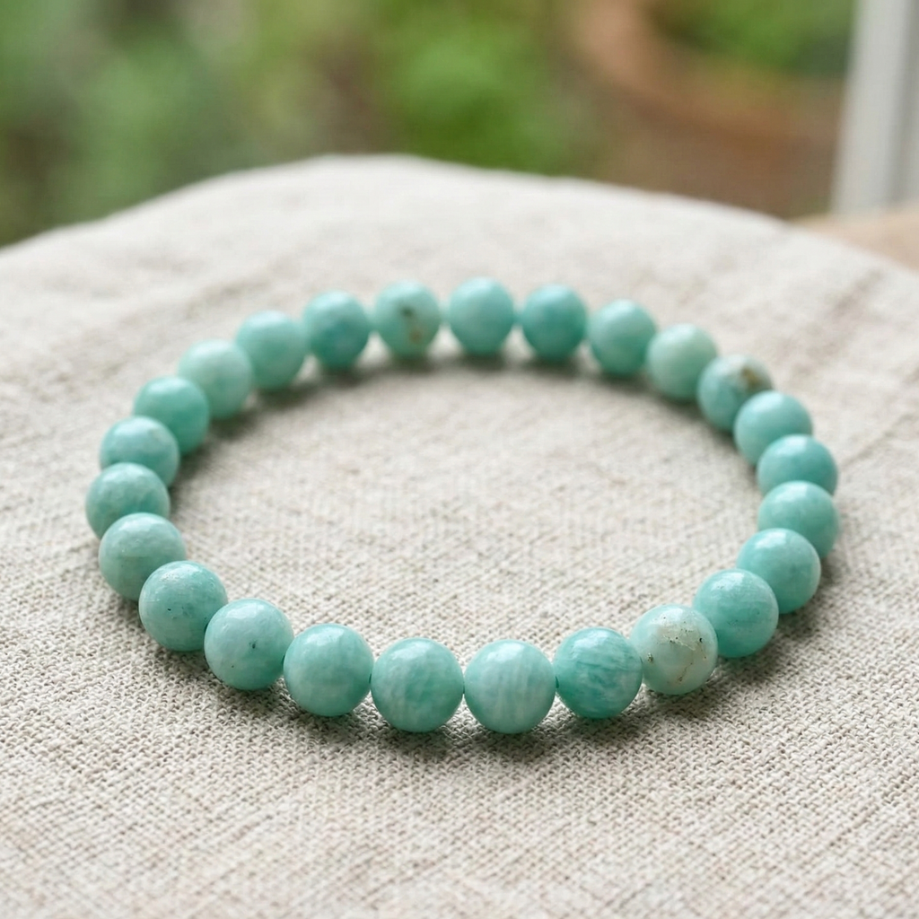 Bracelet amazonite pierre naturelle perles 8mm lithotherapie