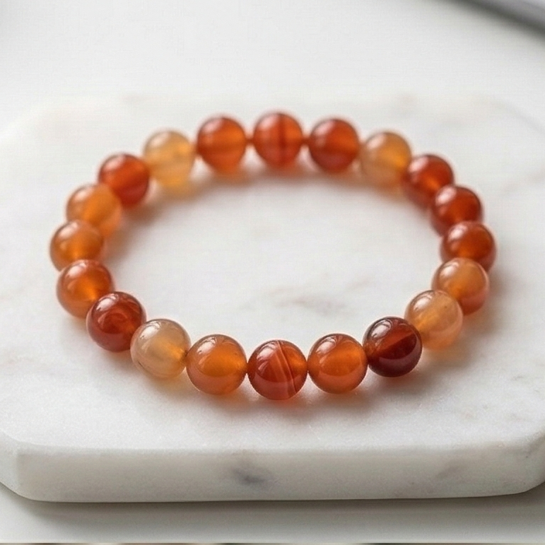 Bracelet cornaline vue complète Source Sacrée