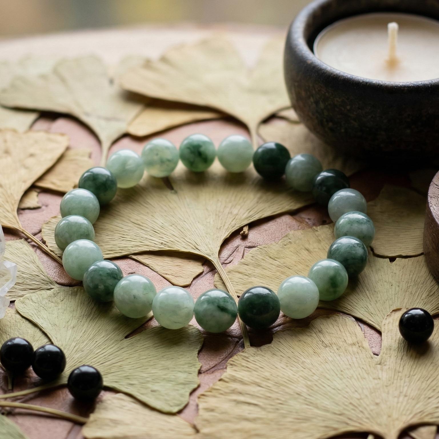 Bracelet jade pierre naturelle perles 8mm lithothérapie