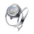 Bague Pierre de Lune Arc-en-Ciel, Ovale Reflets Bleutés