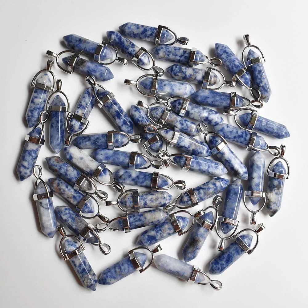 Pendentif pointe sodalite hexagonal pierre naturelle - lithotherapie
