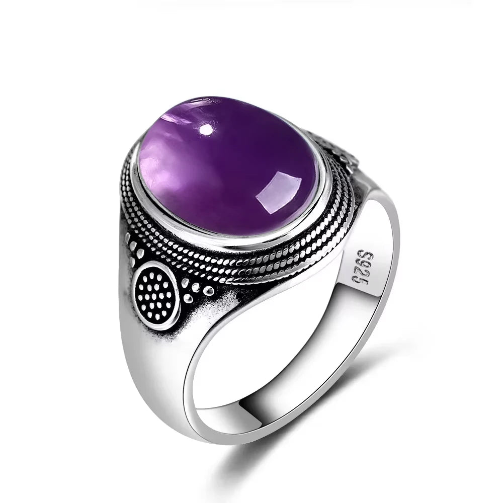 Grosse Bague Pierre de Lune Ovale 10x14 mm, Rétro Argentée