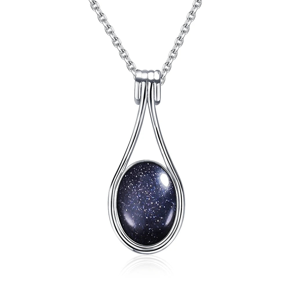 Pendentif Labradorite Bleue Ovale 10x14 mm, Argenté