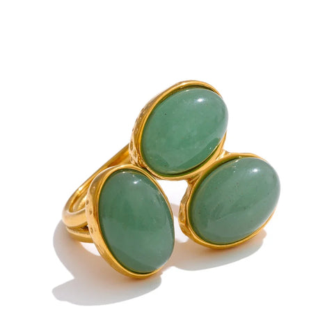 Bague Aventurine Trois Pierres