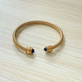 Bracelet jonc doré en pierre naturelle avec cabochon lapis-lazuli