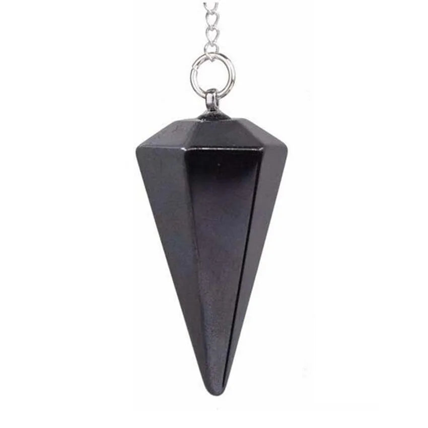 Pendule radiesthesie hematite pointe hexagonale - divination lithotherapie