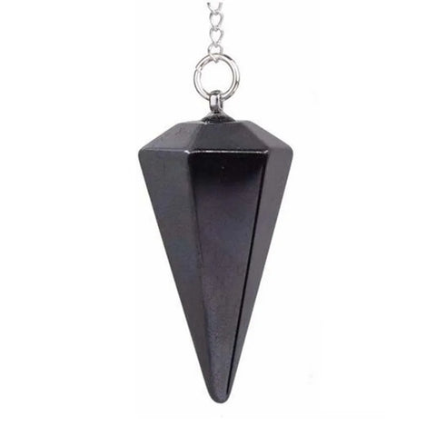 Pendule radiesthesie hematite pointe hexagonale - divination lithotherapie