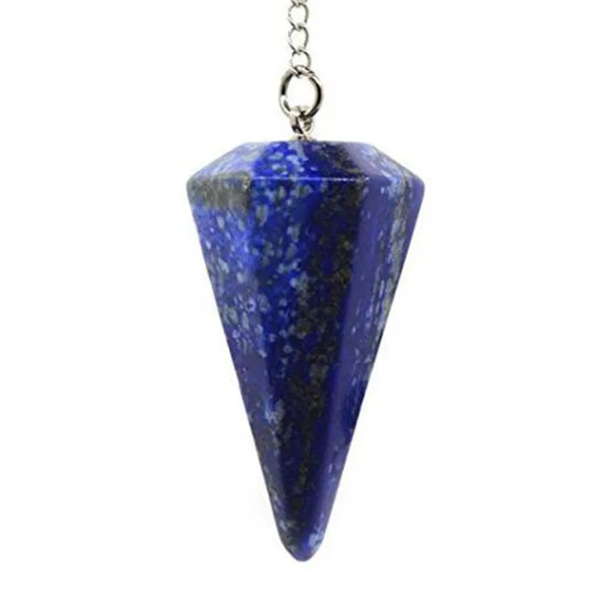 Pendule radiesthesie lapis-lazuli pointe hexagonale - divination lithotherapie