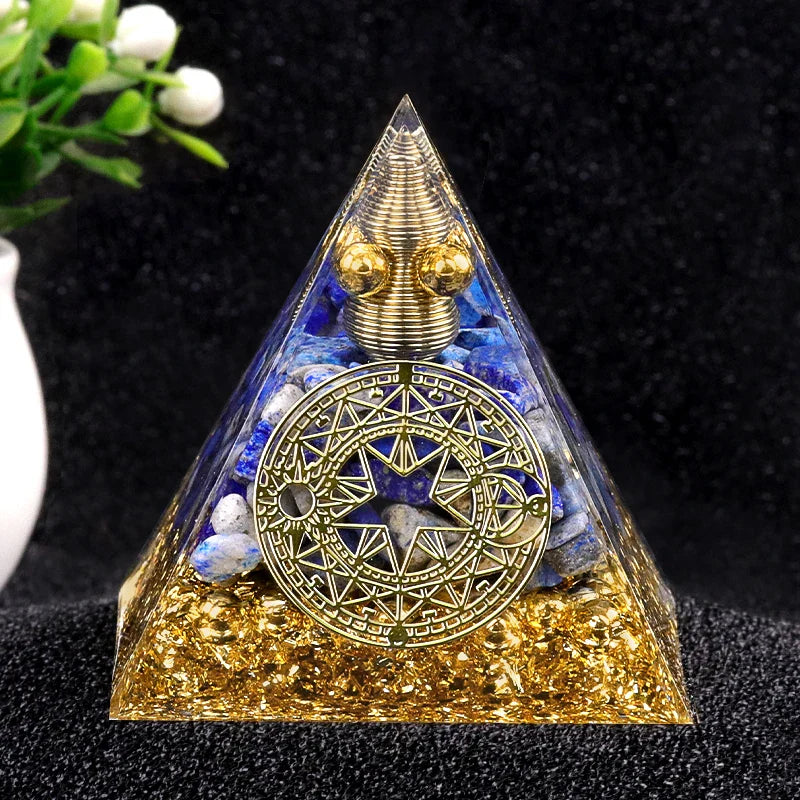 Pyramide orgonite arbre de vie lapis-lazuli 60mm - protection lithotherapie