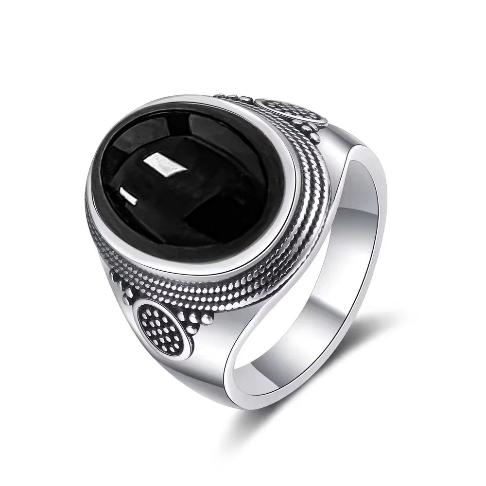 Grosse Bague Pierre de Lune Ovale 10x14 mm, Rétro Argentée