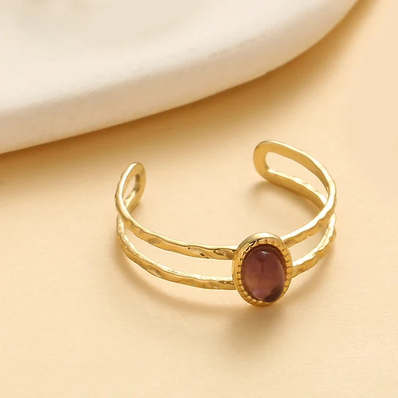 Bague Améthyste Double Anneau