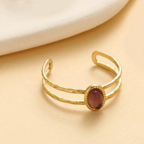 Bague Améthyste Double Anneau