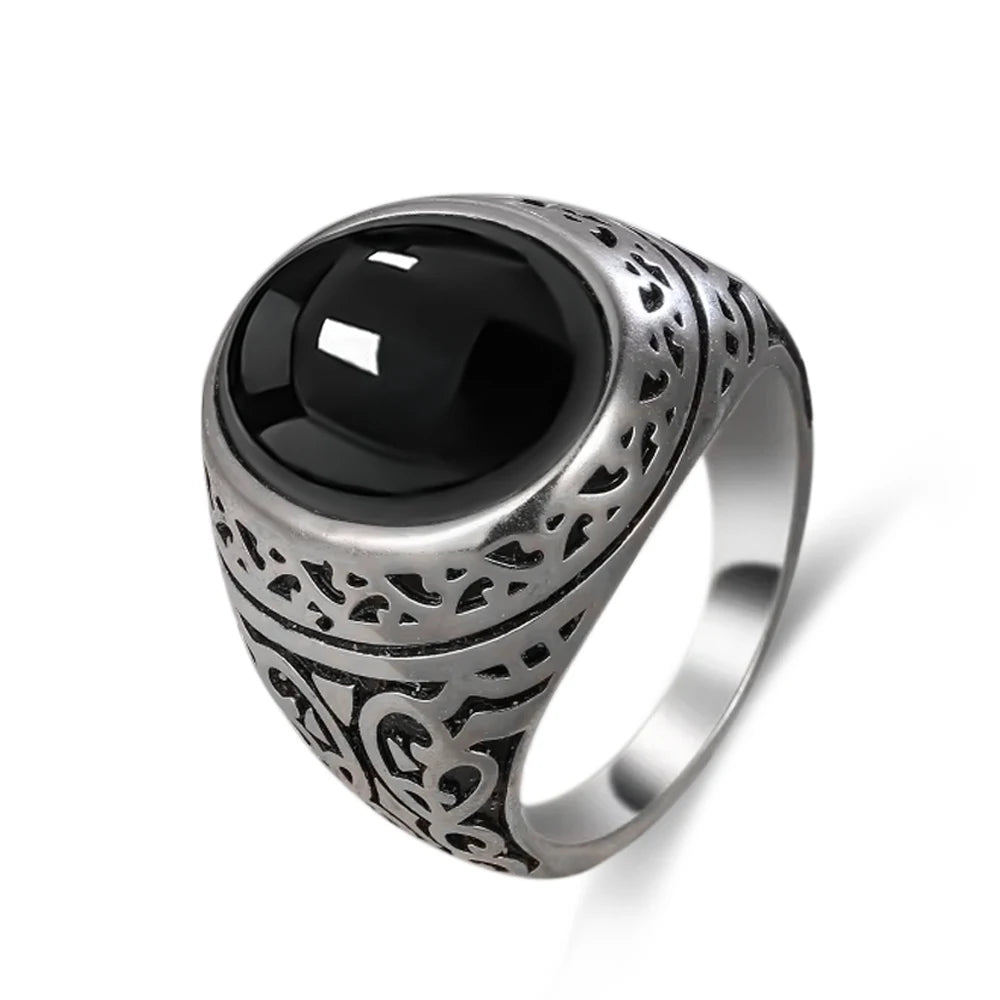Grosse Bague Pierre de Lune Ovale 10x14 mm, Rétro Argentée