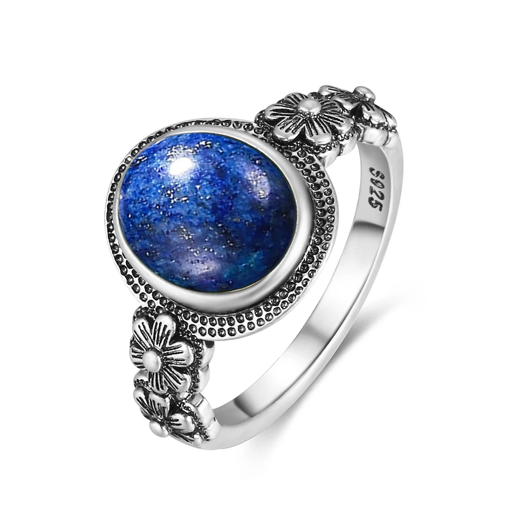 Bague Fiançailles Pierre de Lune, Petite Fleur Argentée