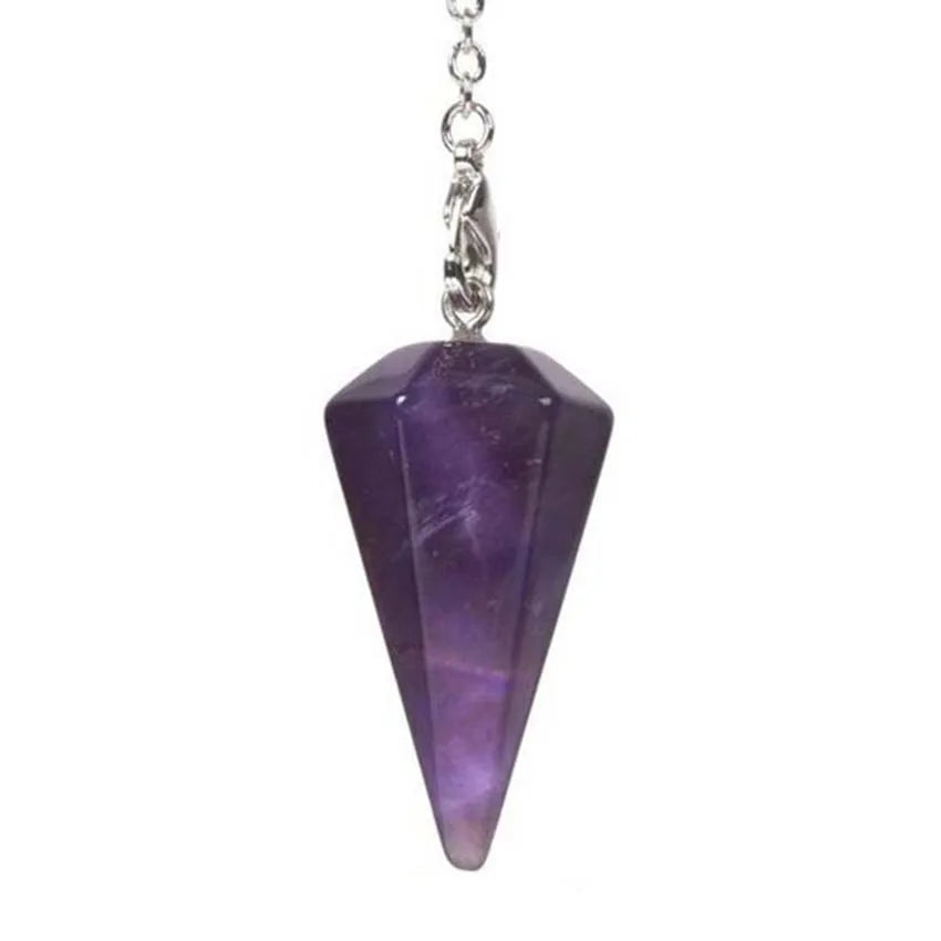 Pendule radiesthesie amethyste pointe hexagonale - divination lithotherapie