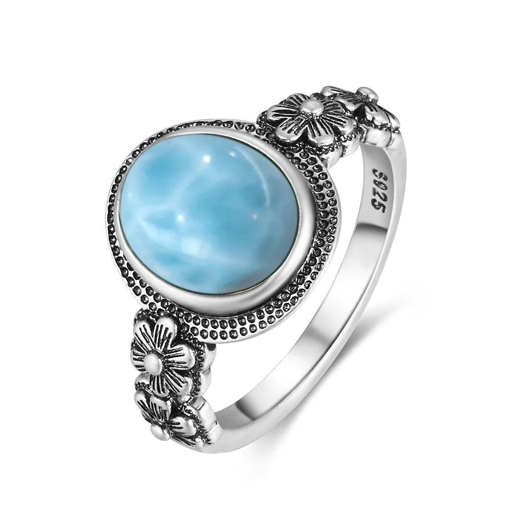 Bague Fiançailles Pierre de Lune, Petite Fleur Argentée