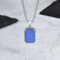 Collier homme pierre naturelle, pendentif œil de tigre serti acier inoxydable