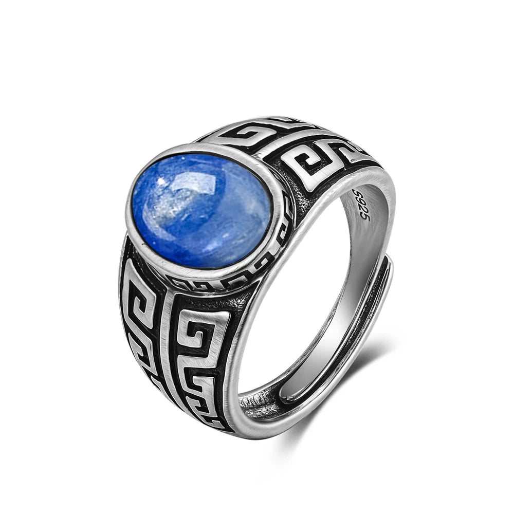 Grosse Bague Pierre de Lune Ovale 10x14 mm, Rétro Argentée