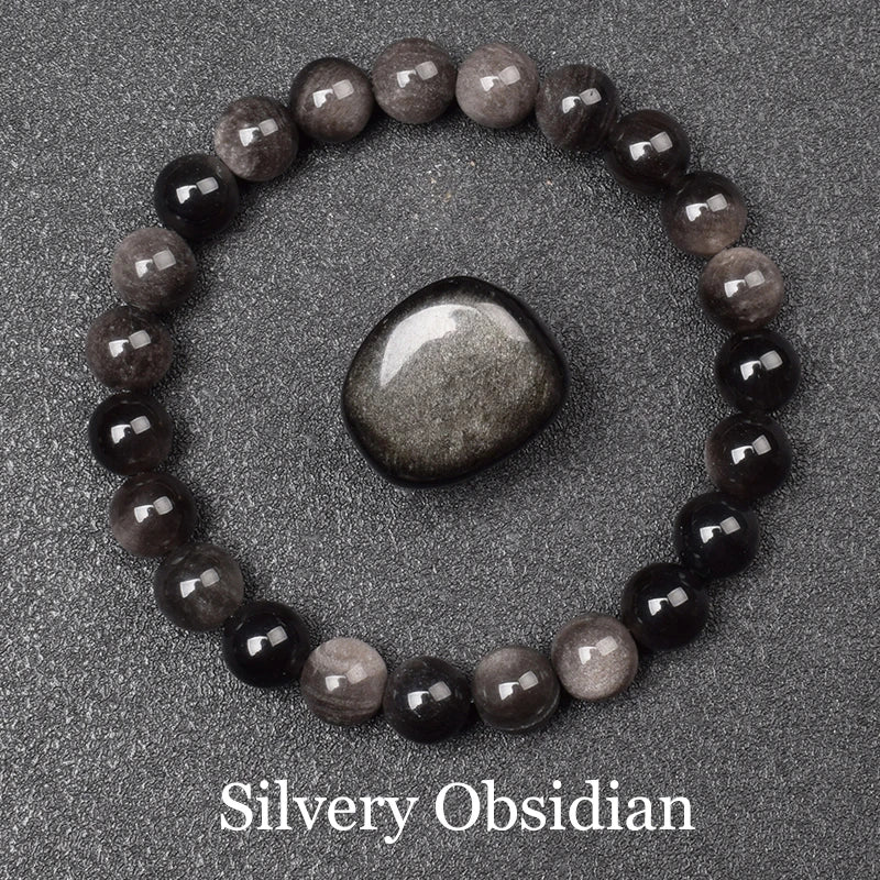 Bracelet Obsidienne Dorée 8 mm, Perles Naturelles Dorées