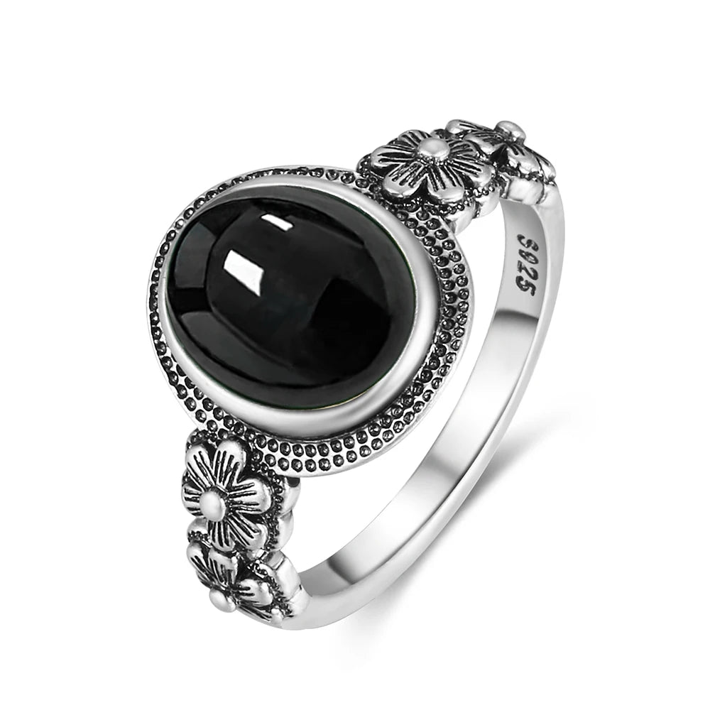 Bague Fiançailles Pierre de Lune, Petite Fleur Argentée