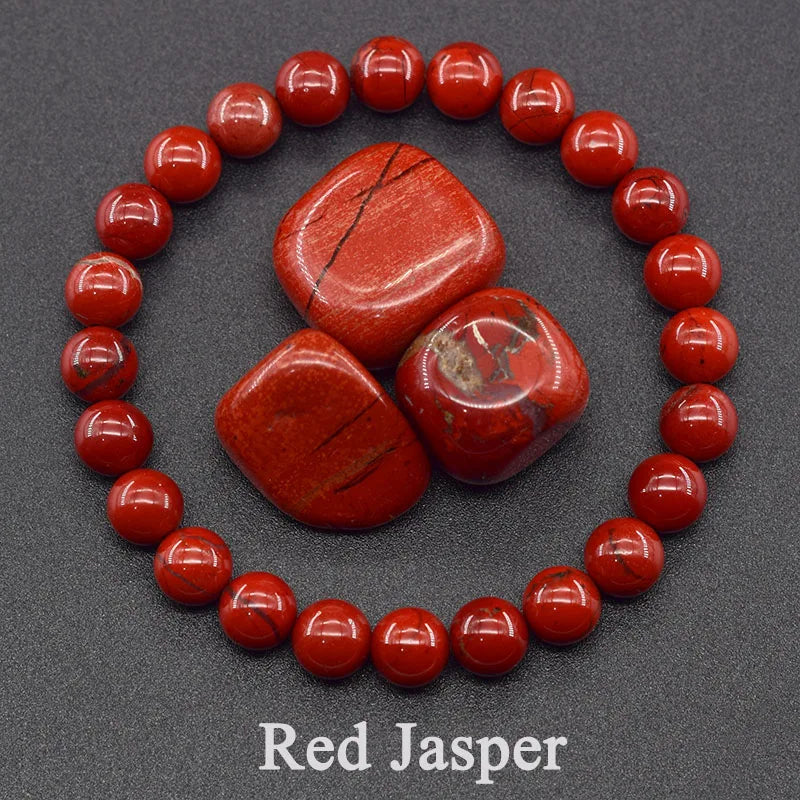 Bracelet jaspe rouge pierre naturelle perles 8mm - lithotherapie