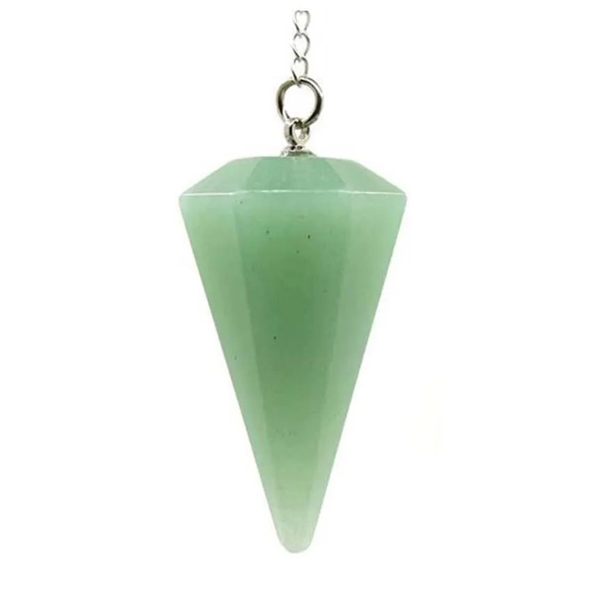 Pendule radiesthesie aventurine verte pointe hexagonale - divination lithotherapie
