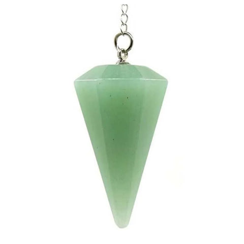 Pendule radiesthesie aventurine verte pointe hexagonale - divination lithotherapie