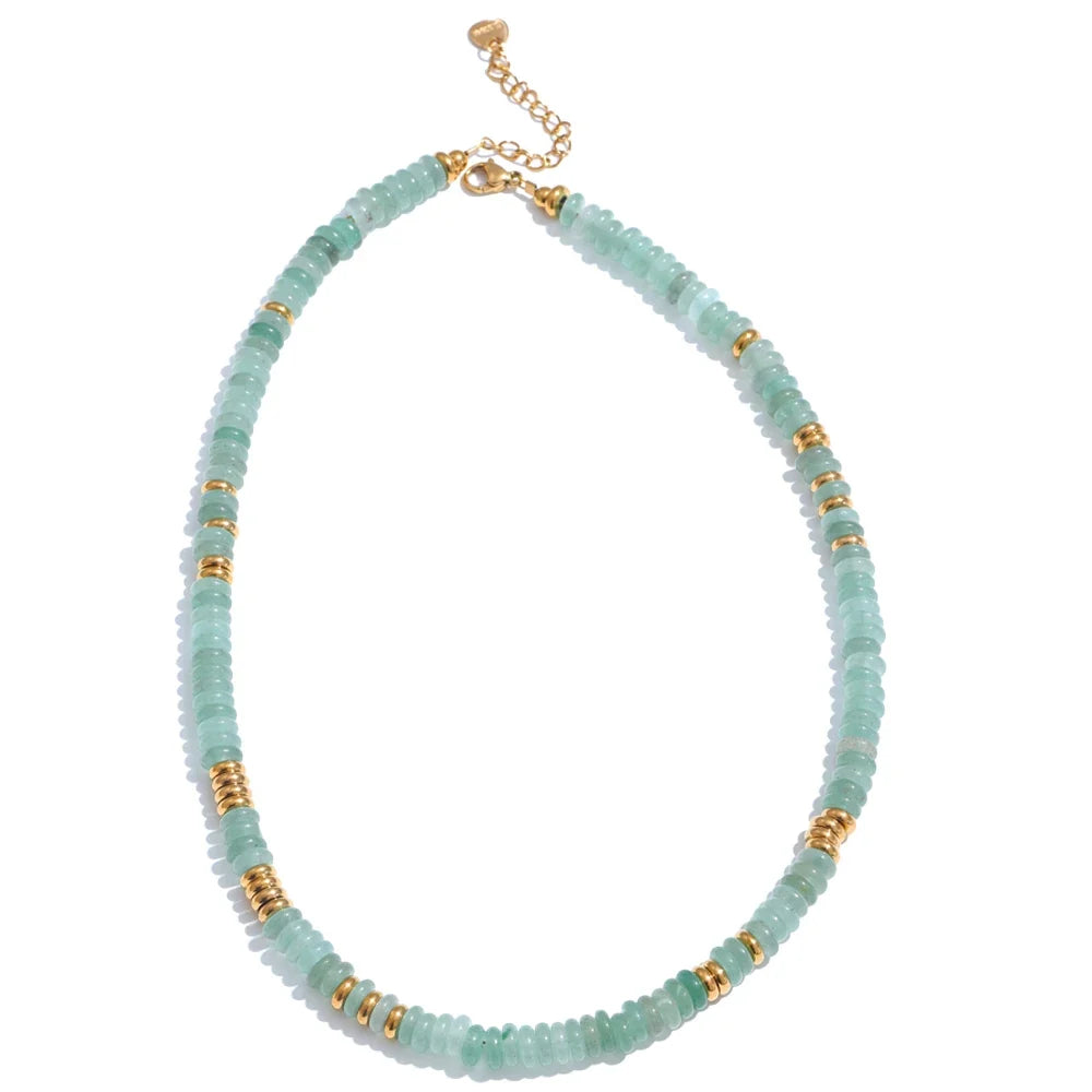 Collier ras de cou pierre naturelle en rondelles d'aventurine verte