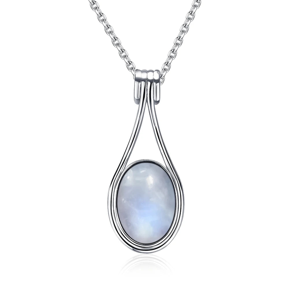 Pendentif Labradorite Bleue Ovale 10x14 mm, Argenté