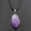 Pendentif amethyste brute naturelle cordon cuir - lithotherapie
