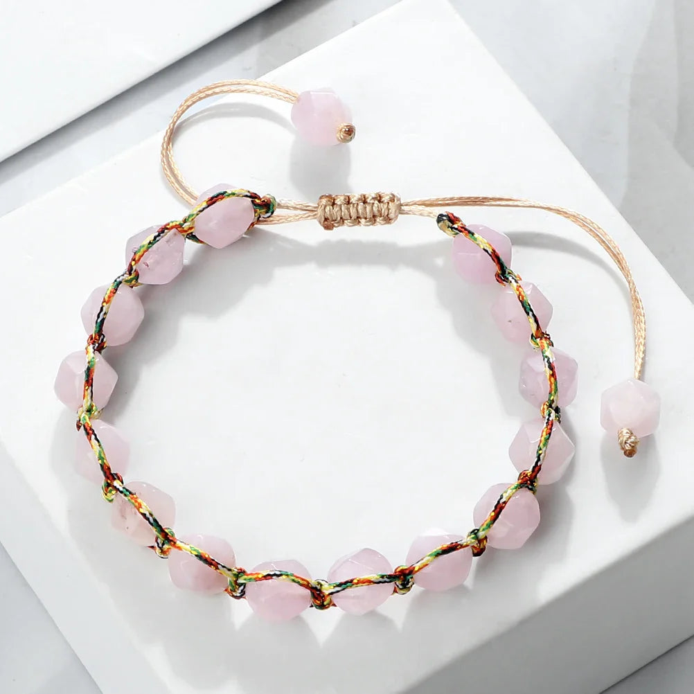 Bracelet quartz rose pierre naturelle perles 8mm - lithotherapie