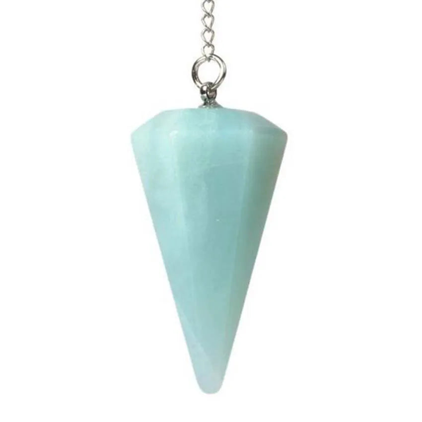 Pendule radiesthesie amazonite pointe hexagonale - divination lithotherapie
