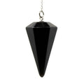Pendule radiesthesie agate noire pointe hexagonale - divination lithotherapie