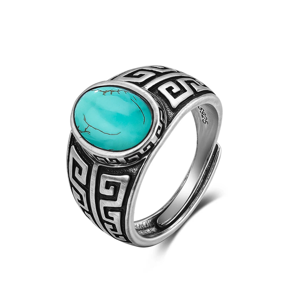 Grosse Bague Pierre de Lune Ovale 10x14 mm, Rétro Argentée