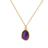 Collier pendentif pierre naturelle améthyste sertie d'un jonc doré