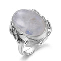 Bague Homme Pierre de Lune, Ovale Rétro Unisexe Argentée