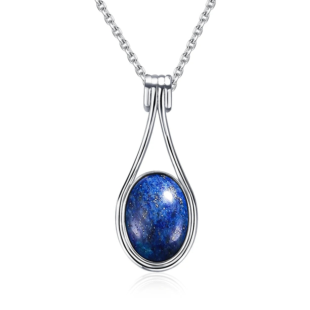 Pendentif Labradorite Bleue Ovale 10x14 mm, Argenté