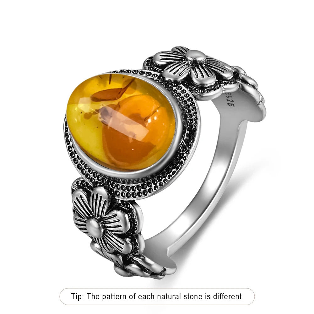 Bague Fiançailles Pierre de Lune, Petite Fleur Argentée