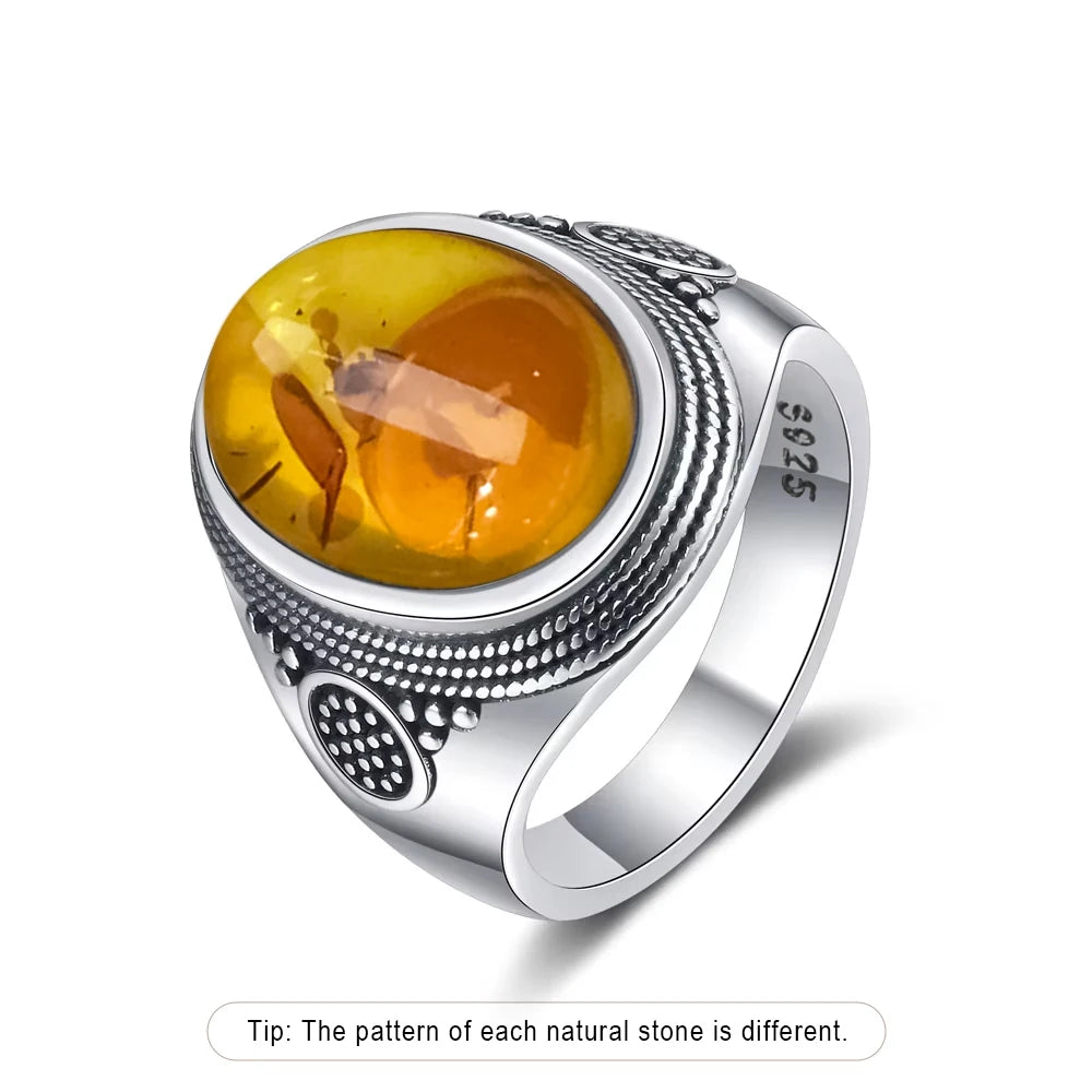Grosse Bague Pierre de Lune Ovale 10x14 mm, Rétro Argentée