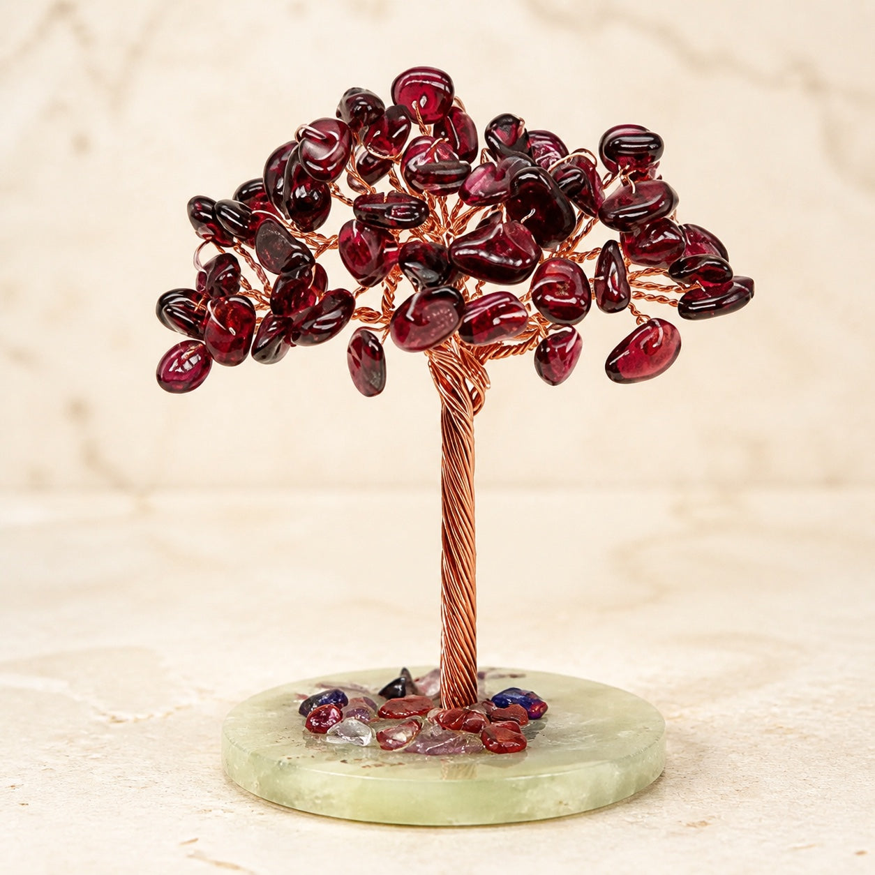 Arbre de Vie en Pierres Naturelles — Décoration Feng Shui — Grenat
