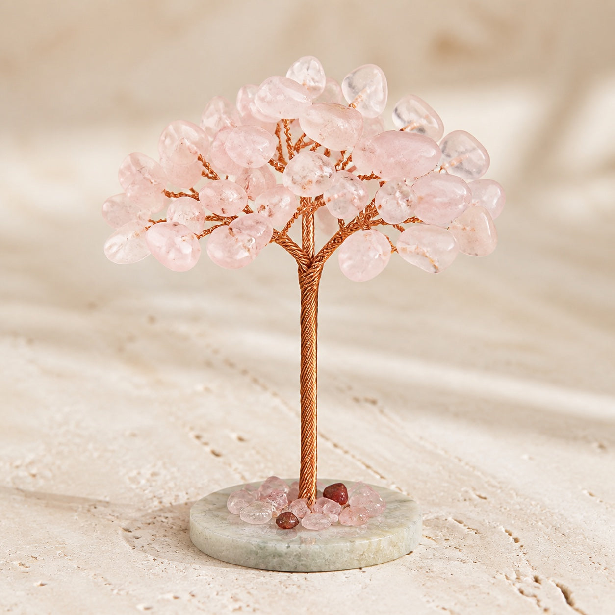 Arbre de Vie en Pierres Naturelles — Décoration Feng Shui — Quartz Rose