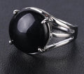 Bague Agate Noire Cabochon