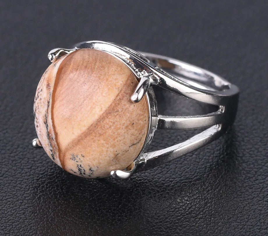 Bague Jaspe Paysage Cabochon
