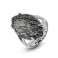Bague Obsidienne Neige Réglable