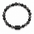 Bracelet signe astrologique Balance — lave, hématite et onyx | Source Sacrée