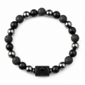 Bracelet signe astrologique Cancer — lave, hématite et onyx | Source Sacrée