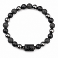Bracelet signe astrologique Capricorne — lave, hématite et onyx | Source Sacrée